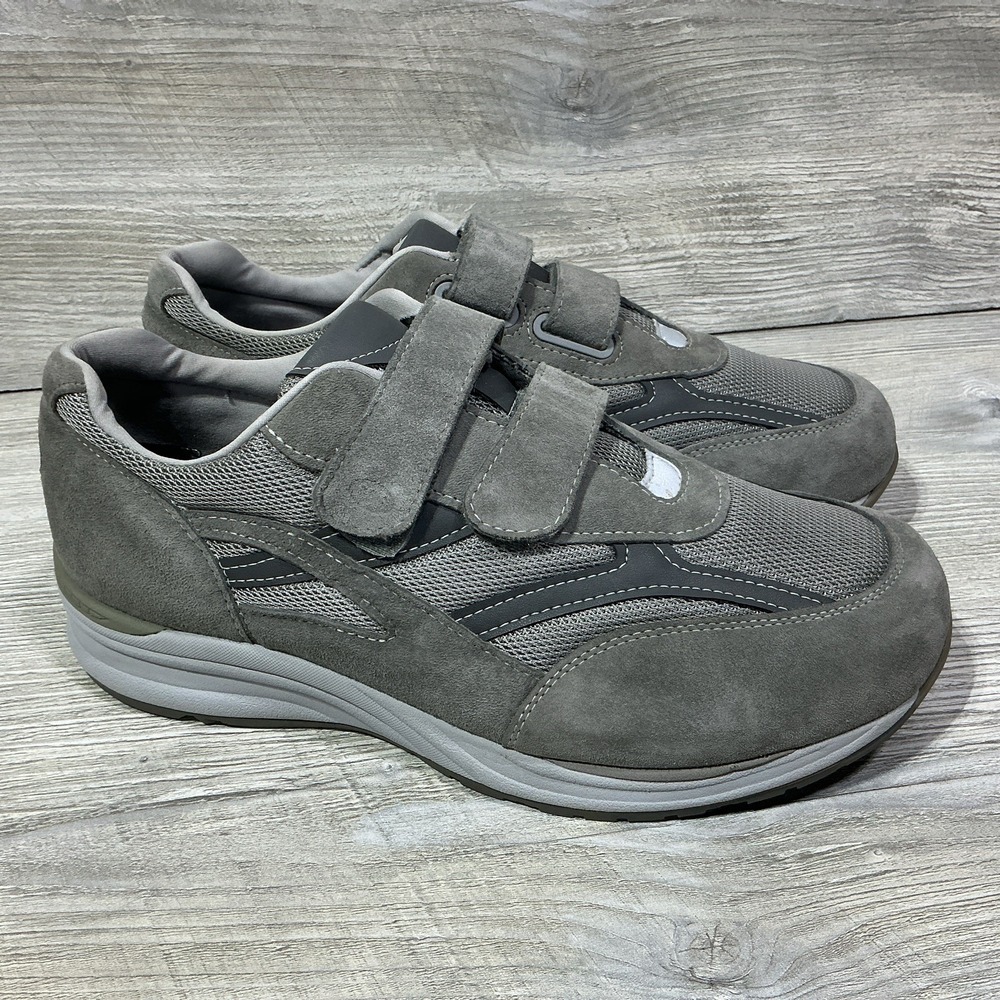 SAS Men's Size 13.5 3E W3 Journey Mesh Gray Suede Hook Loop Strap Comfort Shoes